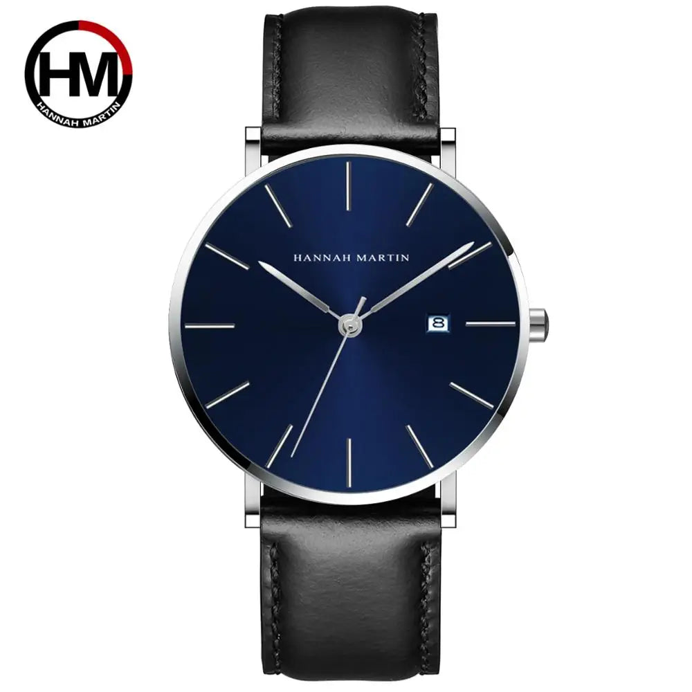 Montre Homme Bauhaus — Élégance Bleue Ultra‑fine, Quartz Japonais