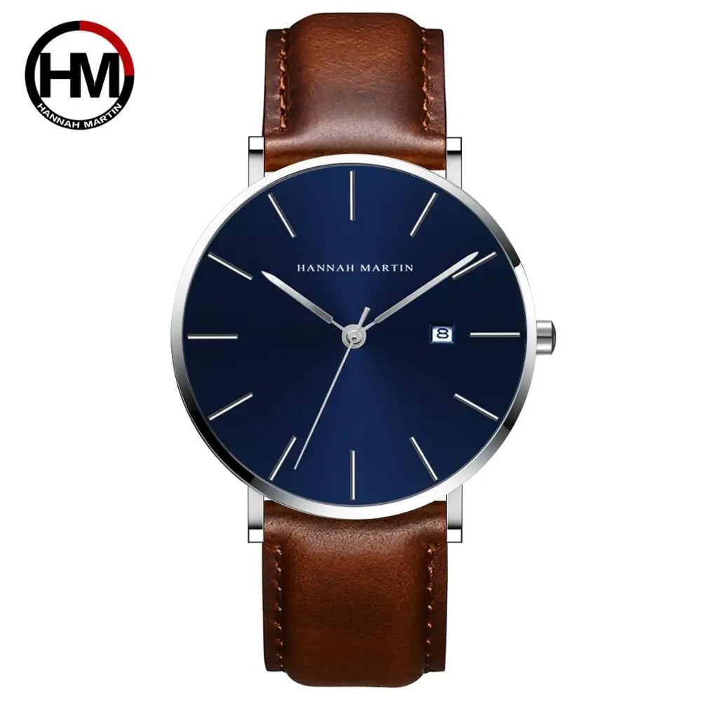 Montre Homme Bauhaus — Élégance Bleue Ultra‑fine, Quartz Japonais