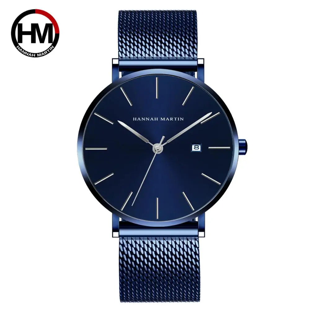 Montre Homme Bauhaus — Élégance Bleue Ultra‑fine, Quartz Japonais