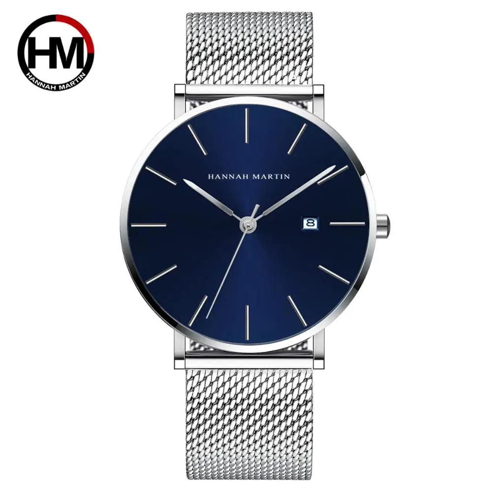 Montre Homme Bauhaus — Élégance Bleue Ultra‑fine, Quartz Japonais