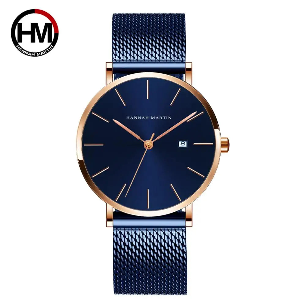 Montre Homme Bauhaus — Élégance Bleue Ultra‑fine, Quartz Japonais