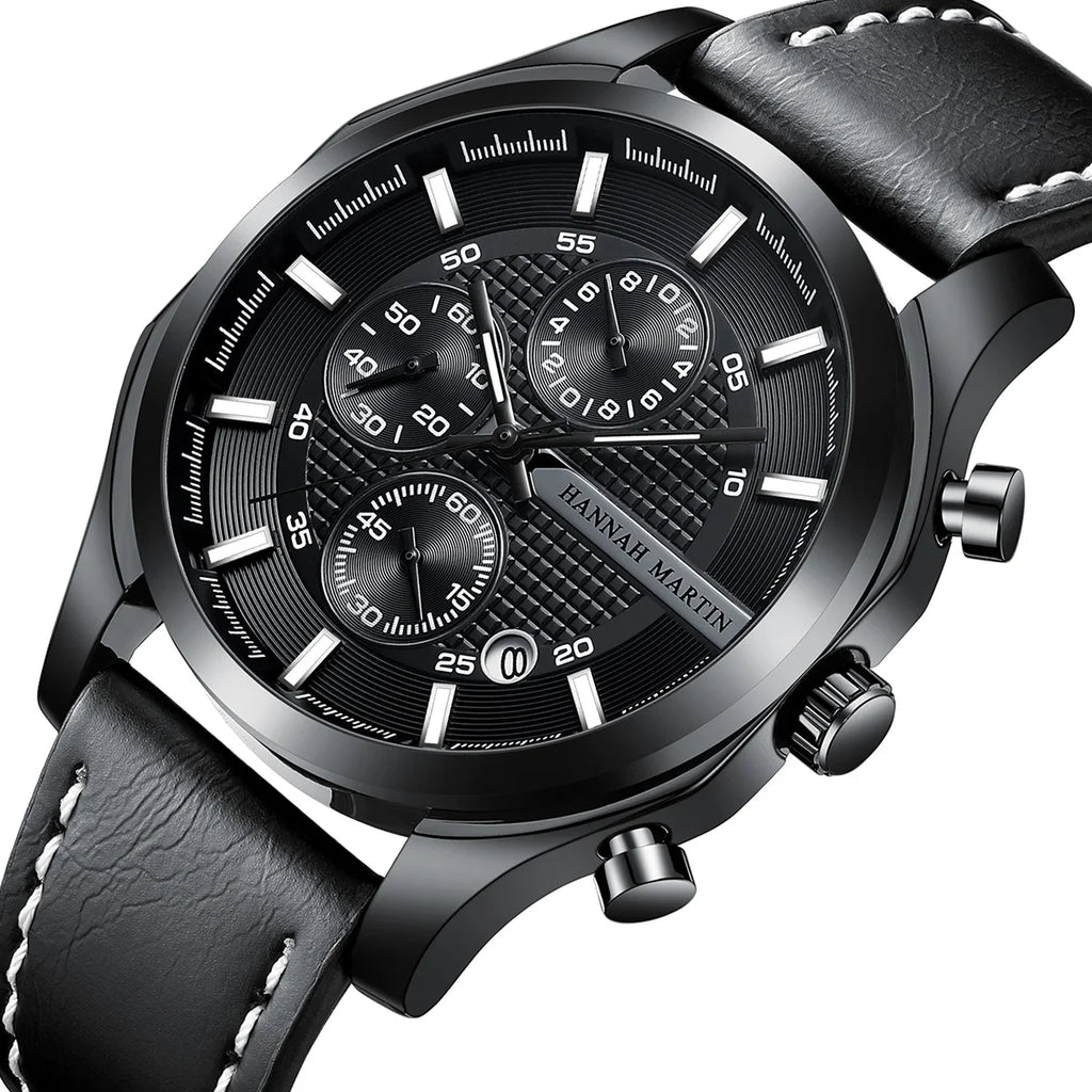 Montre homme Aventure multifonction avec bracelet cuir — Time&Style