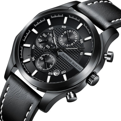 Montre homme Aventure multifonction avec bracelet cuir — Time&Style