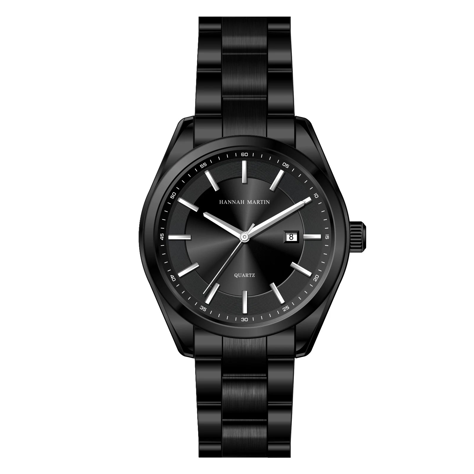 Hannah Martin — Montre Homme 40 mm, Mouvement Japonais & Bracelet Acier Noir