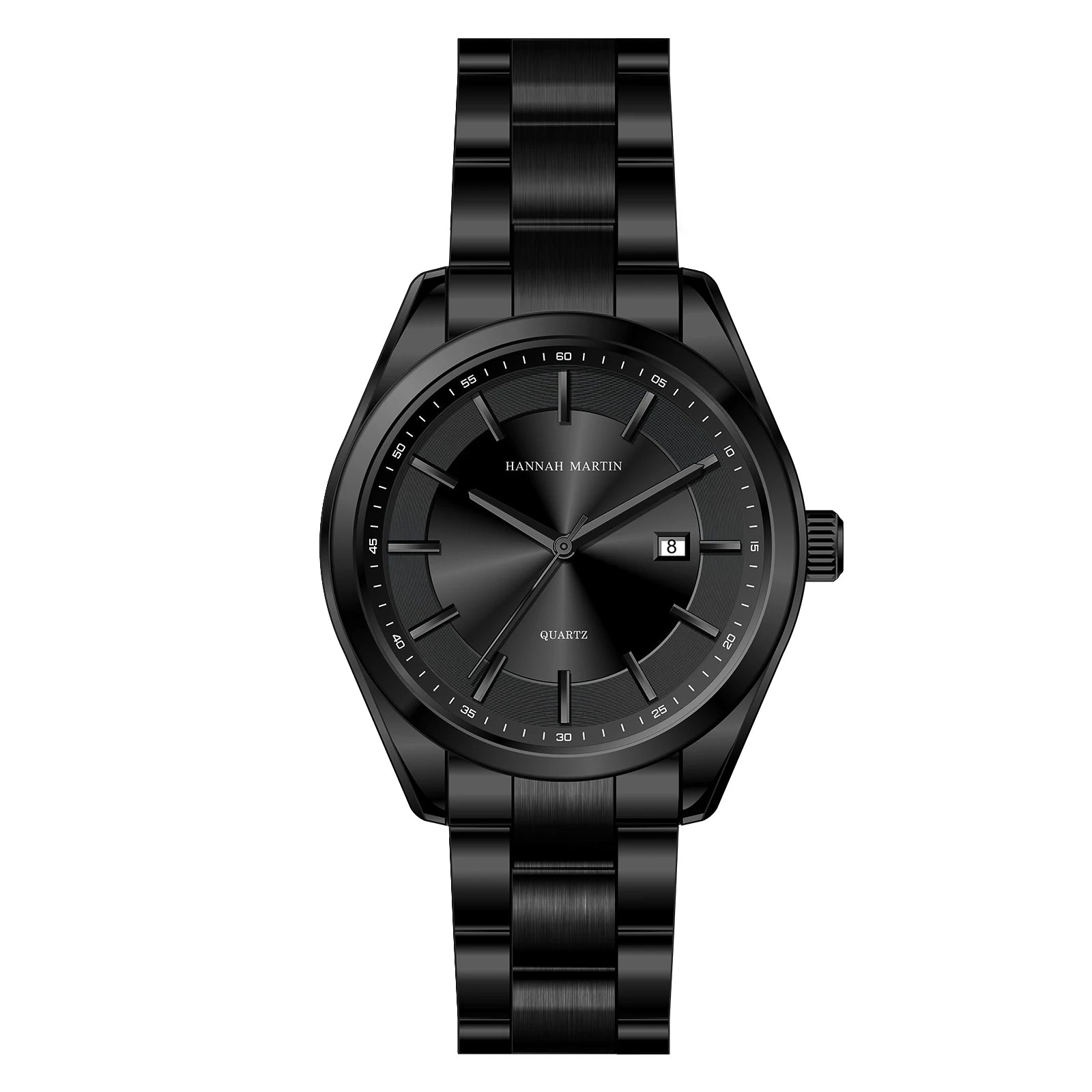 Hannah Martin — Montre Homme 40 mm, Mouvement Japonais & Bracelet Acier Noir