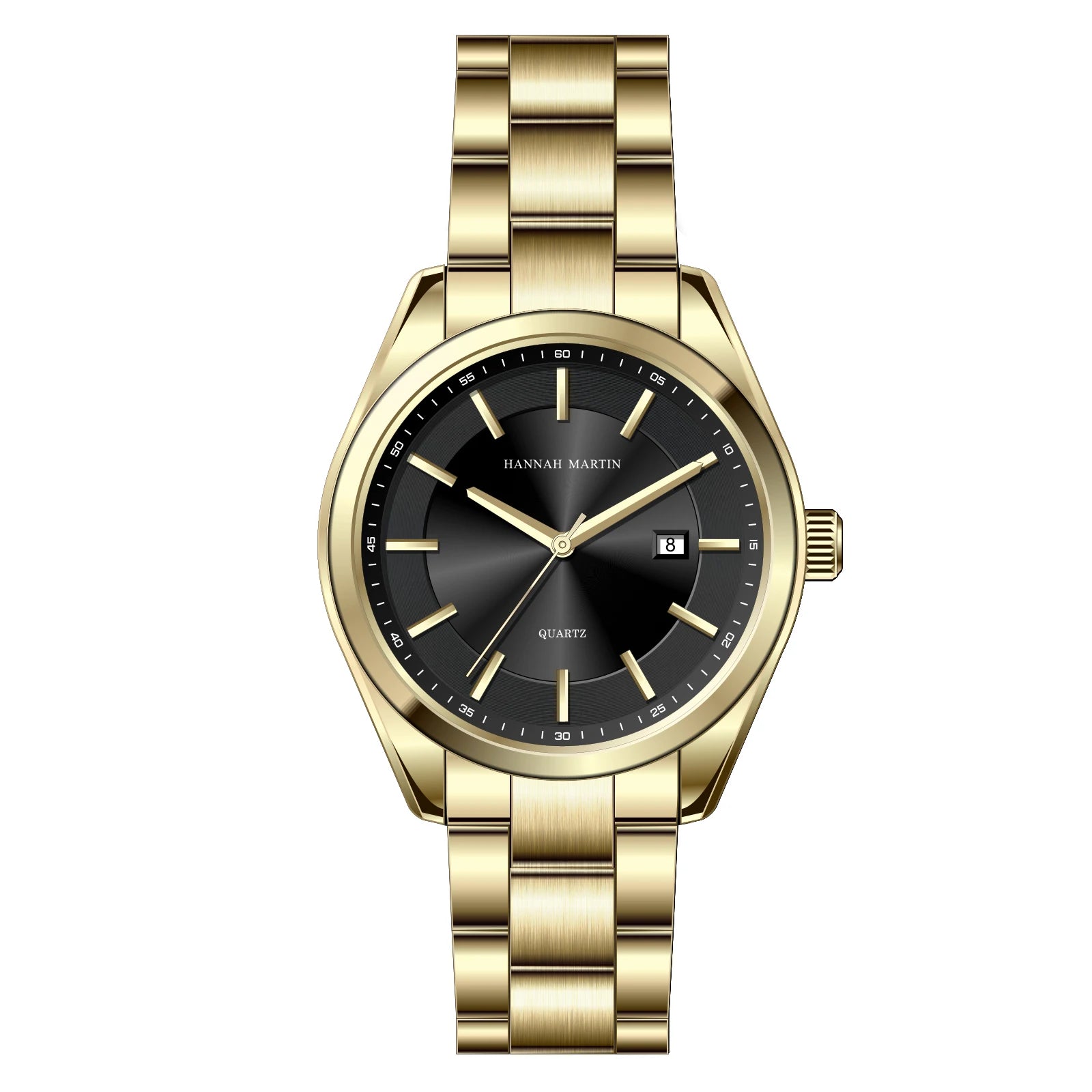 Hannah Martin — Montre Homme 40 mm, Mouvement Japonais & Bracelet Acier Noir
