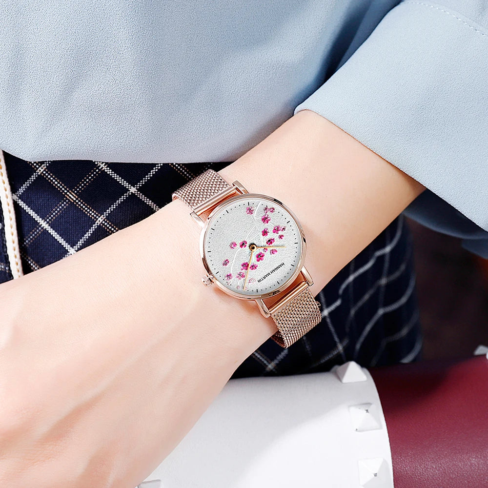 Fleur de Prunier — Montre Femme Or Rose