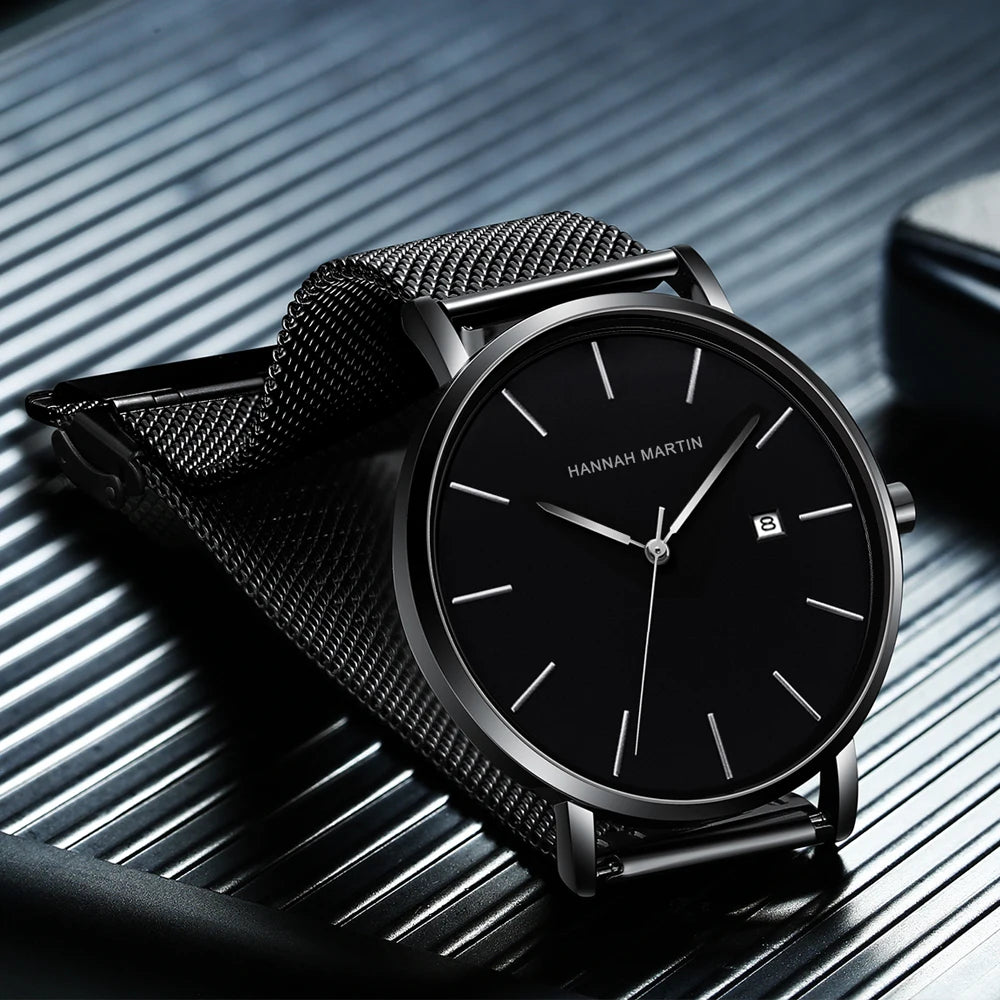 Montre Homme Bauhaus — Élégance Bleue Ultra‑fine, Quartz Japonais