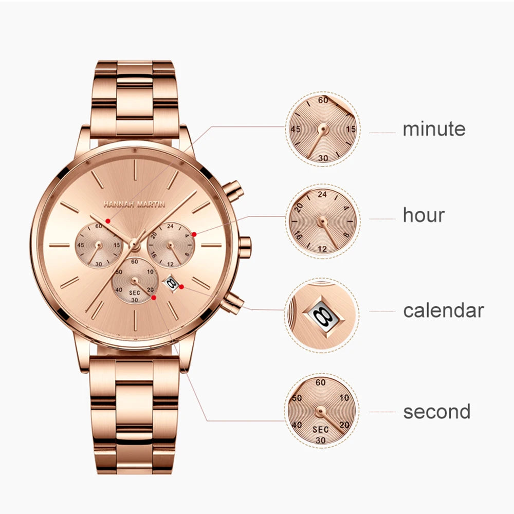 Montre Femme Élégance Multifonction – Quartz & Calendrier